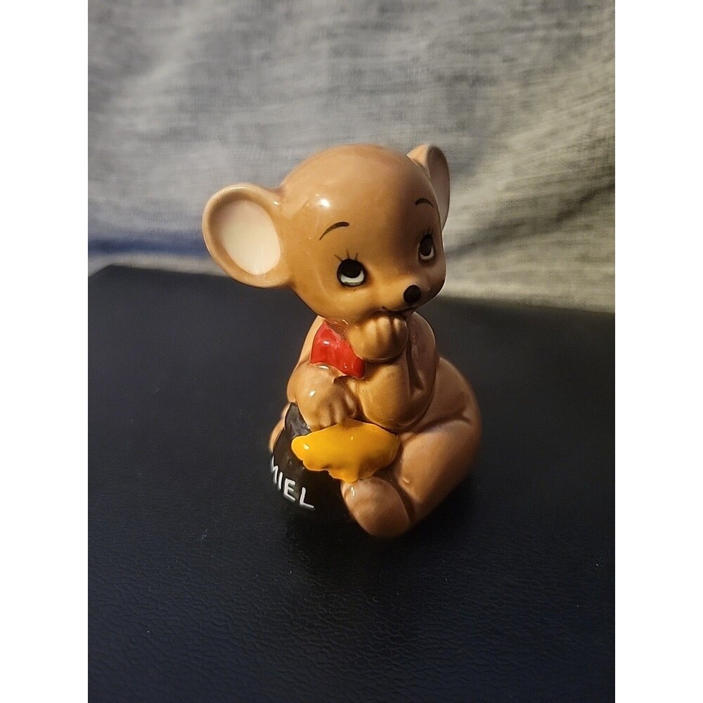 Vintage Mouse W Honey Pot Miel (Germany) Figurine Giftcraft Korea Anthropomoric